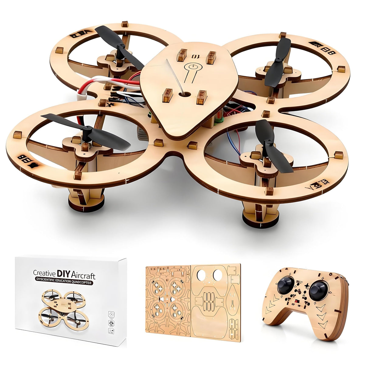 DIY Wooden RC Drone Kit – STEM Building Toy for Teens & Adults