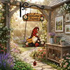 Farmhouse Hanging Welcome Sign with Gnome Decor for Front Door
