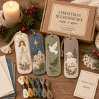 Christmas blessings bookmarks with thread packaging and candle