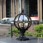 Outdoor Globe Pillar Light, Retro Glass Globe Post Lamp for Garden and Pathway