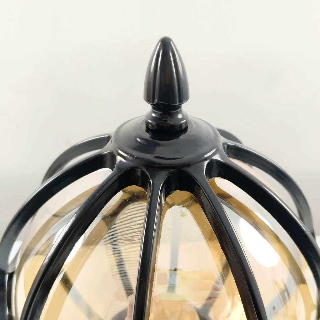 Outdoor Globe Pillar Light, Retro Glass Globe Post Lamp for Garden and Pathway