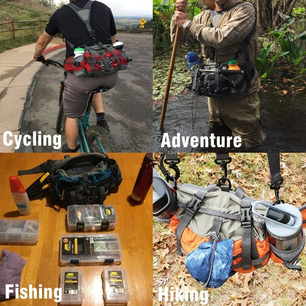 Hiking Waist Pack with Water Bottle Holders, Multi-Pocket Outdoor Waist Bag