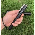 Collapsed telescoping stick resting securely in one hand