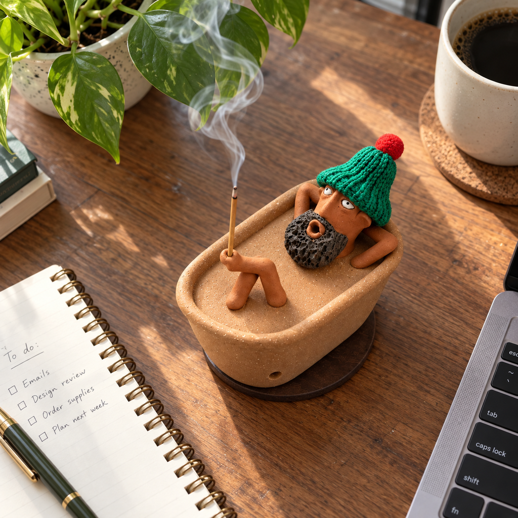 Spa Day Gnome Ceramic Incense Burner