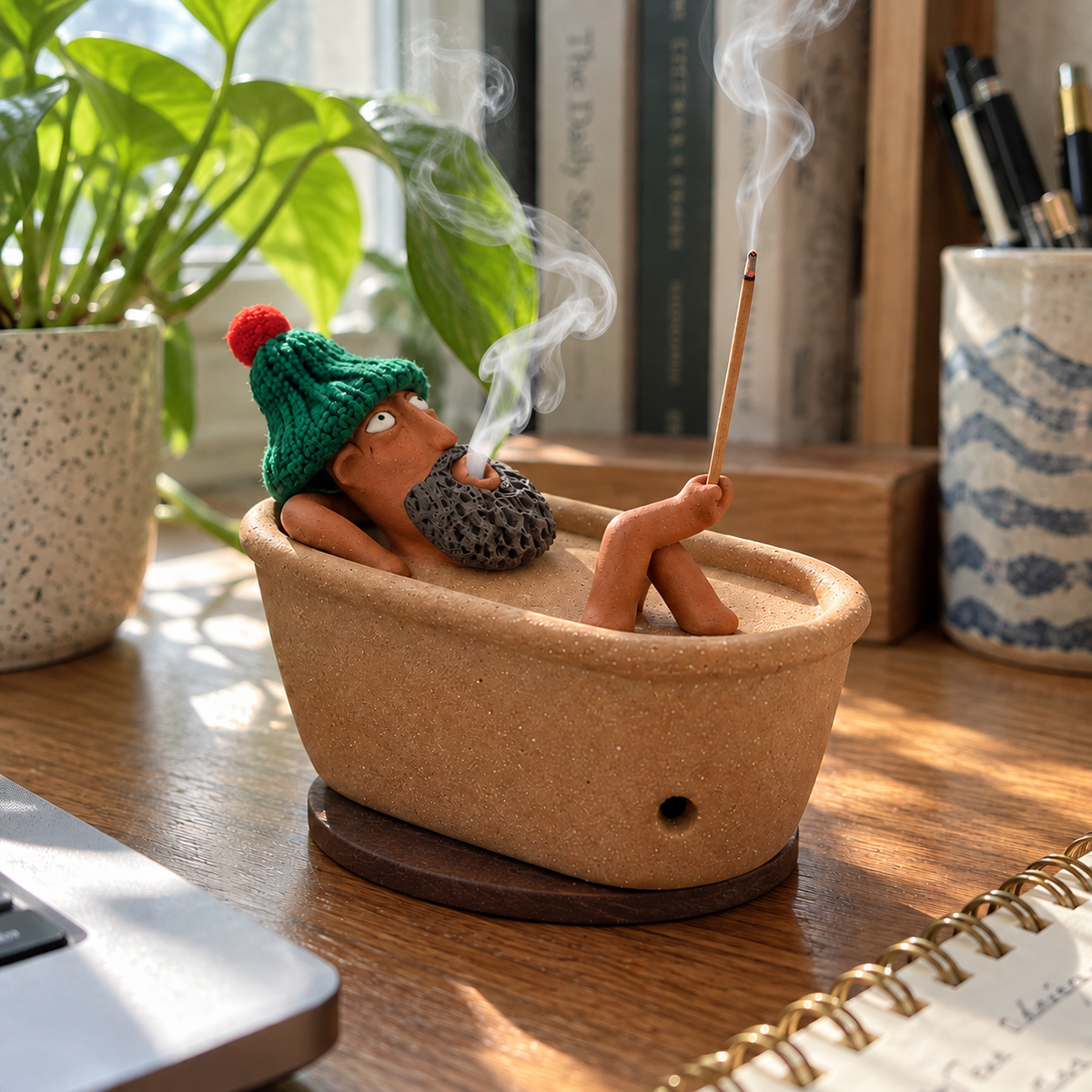 Spa Day Gnome Ceramic Incense Burner