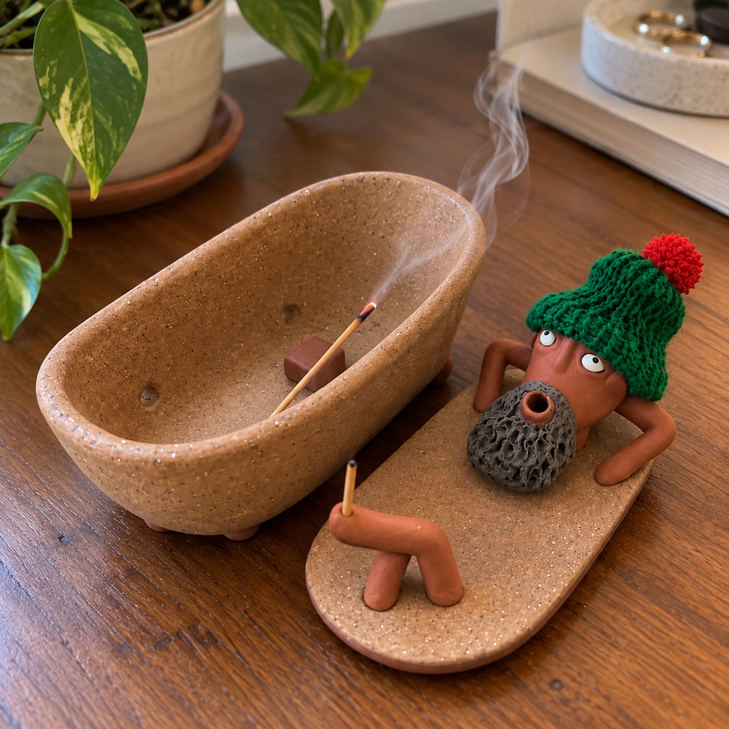 Spa Day Gnome Ceramic Incense Burner