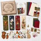 Country animal bookmark pieces thread and templates arranged flat