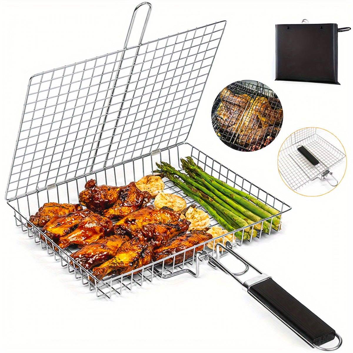 Stainless Steel BBQ Grill Basket with Locking Handle
