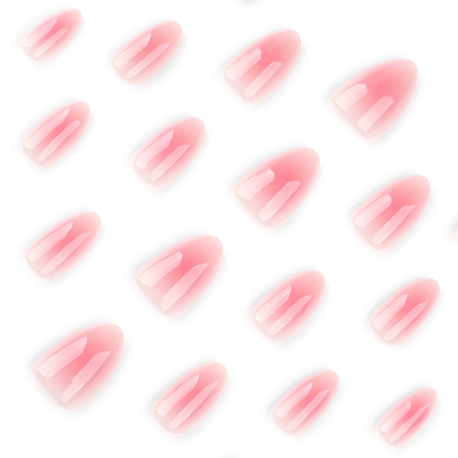 Blush Pink Aura Jelly Medium Almond Press-On Nails, 24 Pcs + Glue