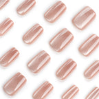 Champagne Cat Eye Short Tapered Square Press-On Nails, 24 Pcs + Glue