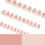 Blush Pink Cat Eye French Short Square Press On Nails | 30 Count