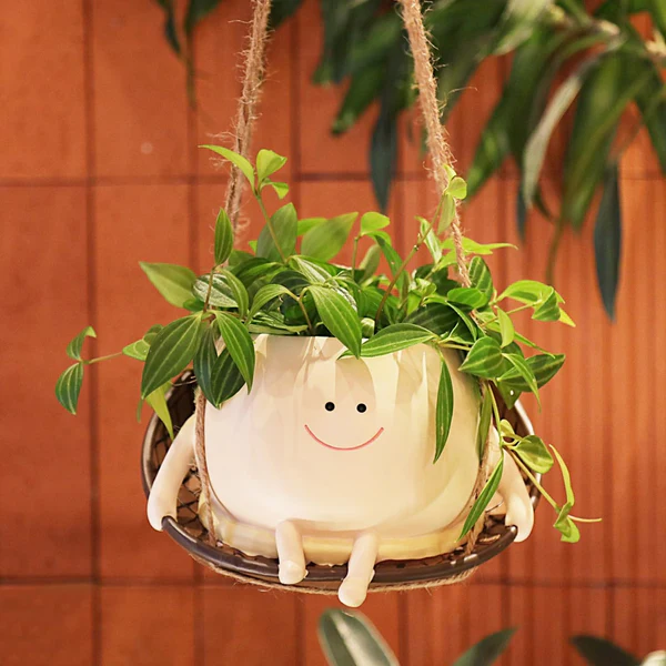 Smiley Face Hanging Planter Pot Rocking Chair Planter