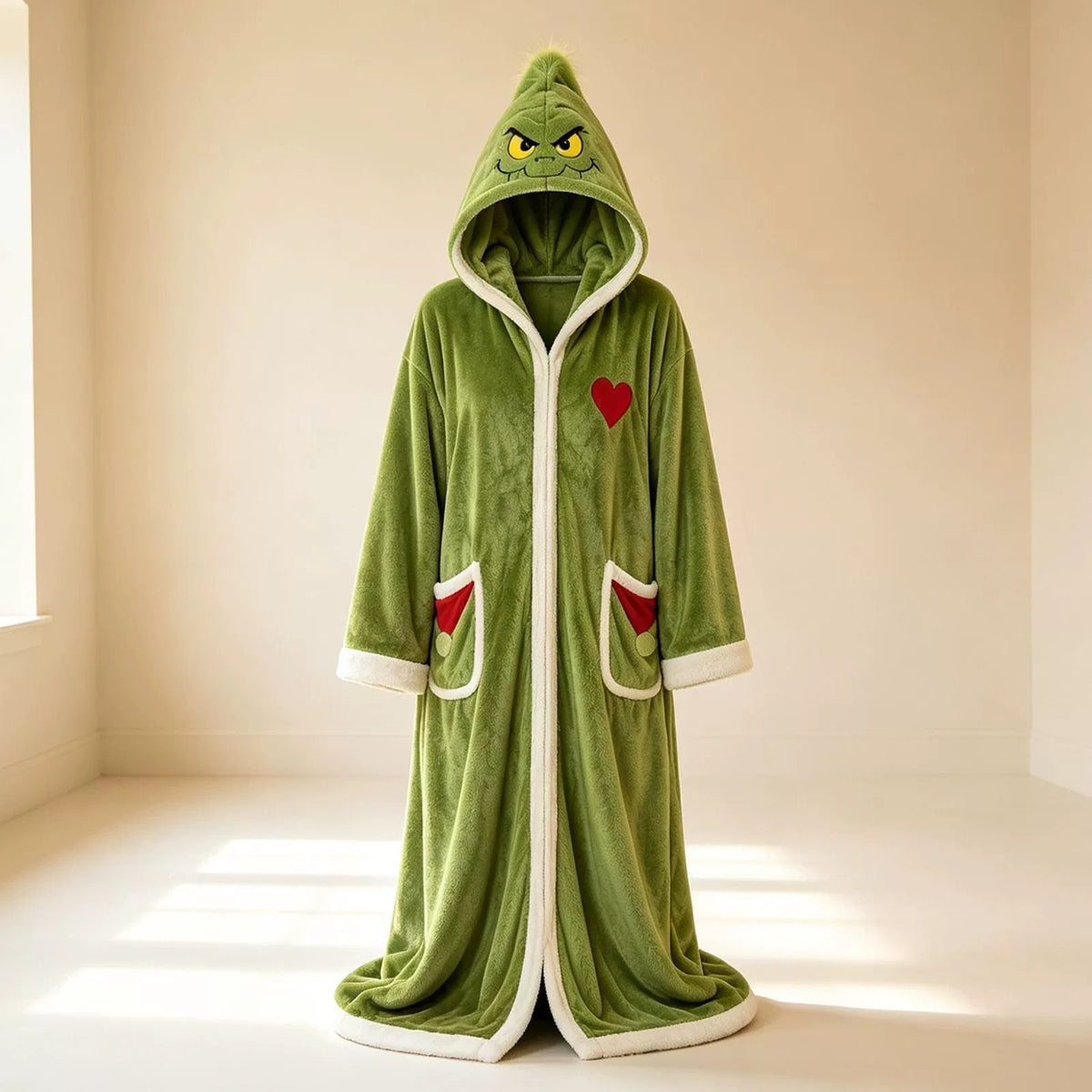 Heated Hooded Bathrobe with Remote Control & Sherpa Lining