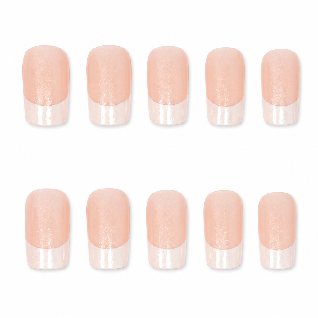White French Tip Press-On Nails – 24-Piece Short Square Set