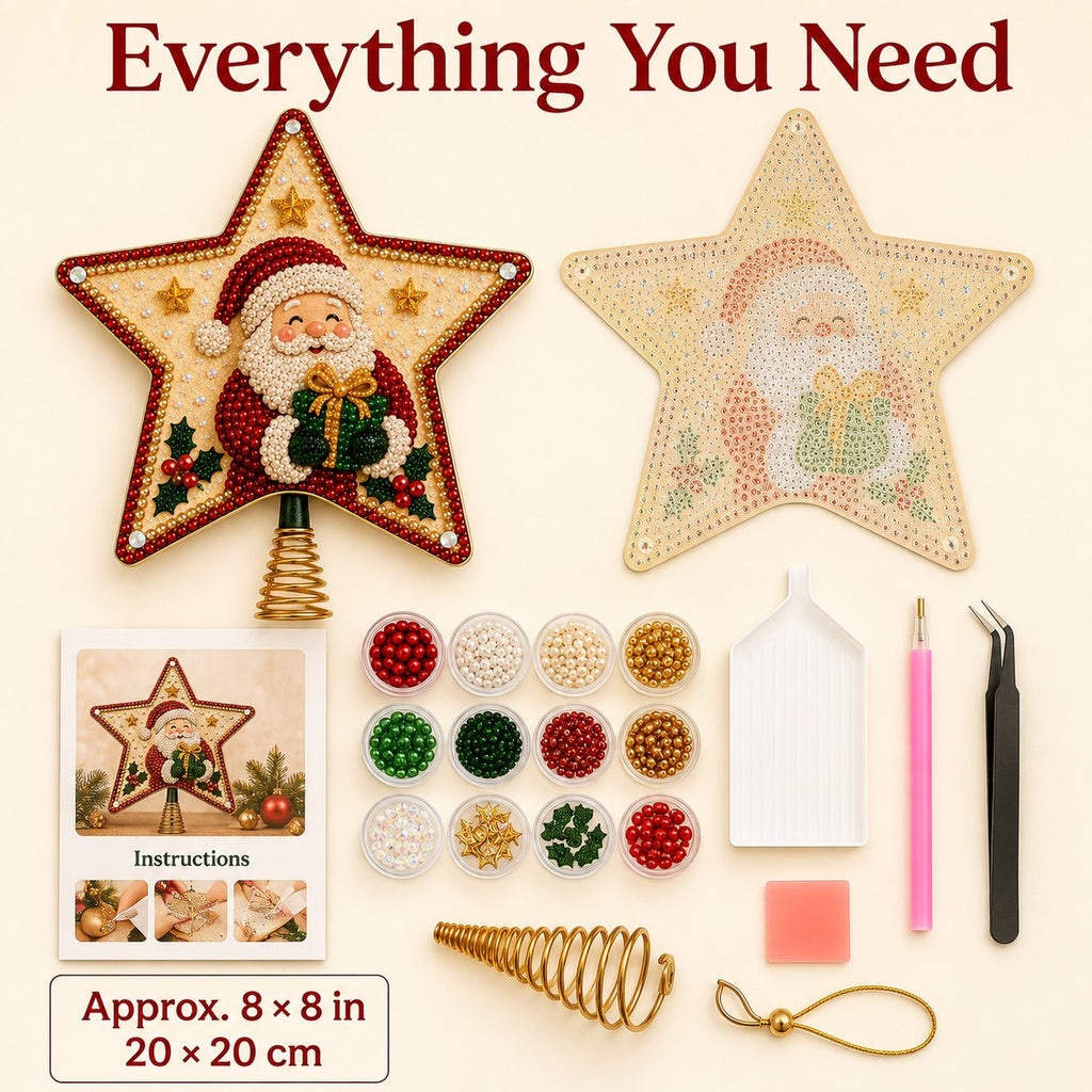 Pearl Diamond Art Christmas Tree Topper DIY Kit