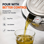 304 Stainless Steel Deep Fryer Pot with Thermometer & Drain Rack
