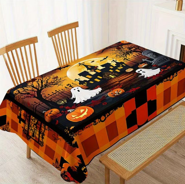 Halloween Tablecloth, Polyester Table Cover for Dining Table Decor