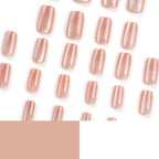 Champagne Cat Eye Short Tapered Square Press-On Nails, 24 Pcs + Glue