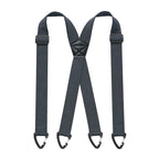 Dark gray X-back men's belt loop suspenders with adjustable straps and hook attachments