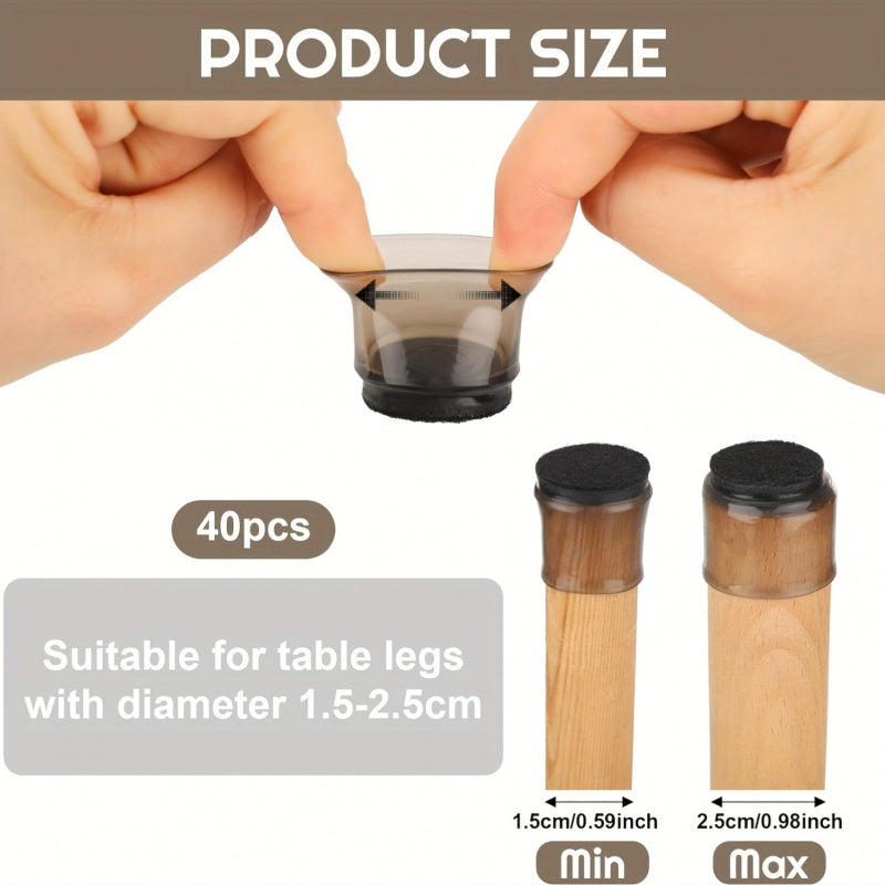 Chair Leg Protectors with Felt Bottom, Reusable Furniture Leg Covers