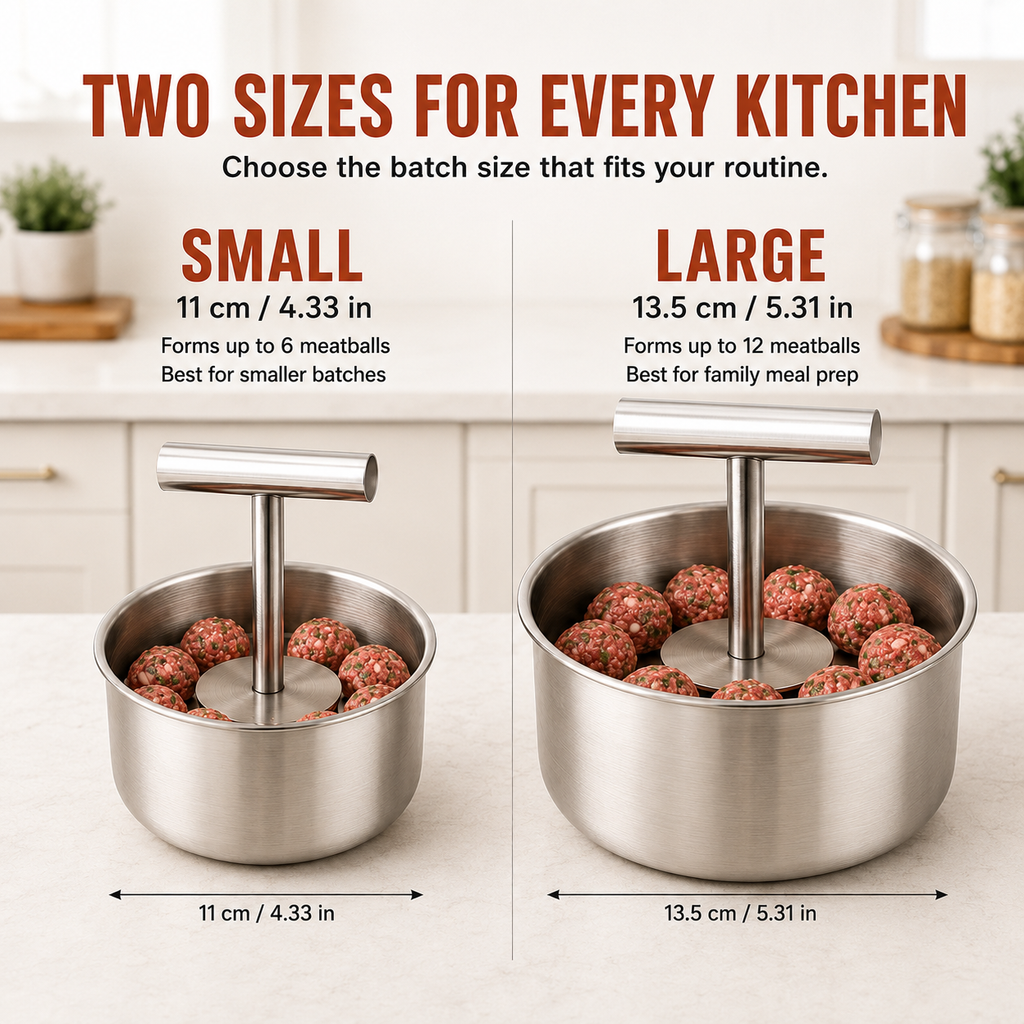 Stainless Steel 6-Hole Meatball Maker, Quick DIY Tool for Meat Balls, Fish Balls, Veggie Balls & Ice Cream
