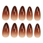 Chocolate Brown Ombre French Short Almond Press On Nails | 24 Count