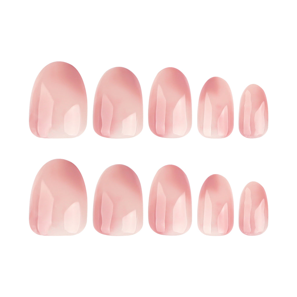 Sheer Pink Ombré Short Oval Press-On Nails – 24-Piece Nail Kit with Glue
