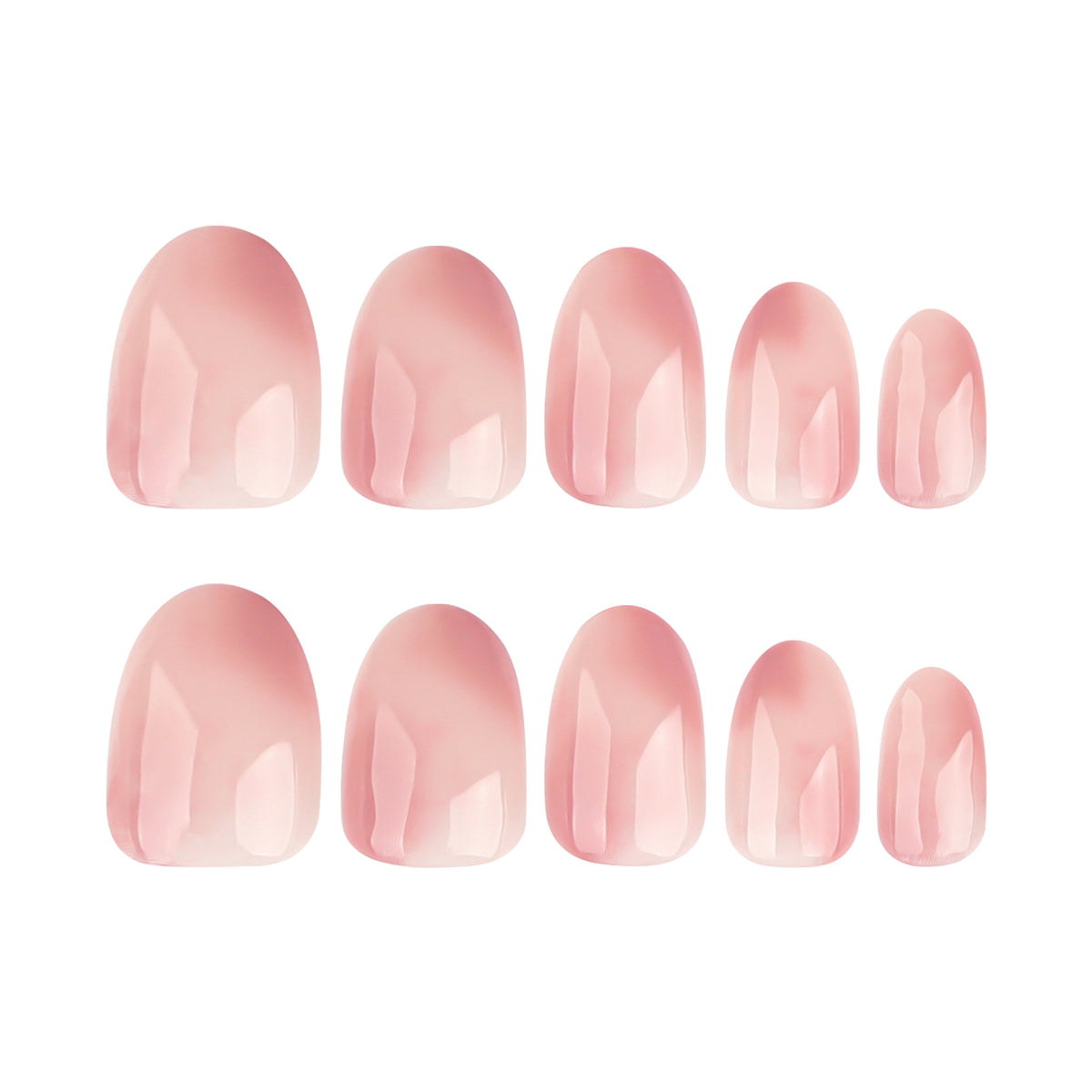 Sheer Pink Ombré Short Oval Press-On Nails – 24-Piece Nail Kit with Glue