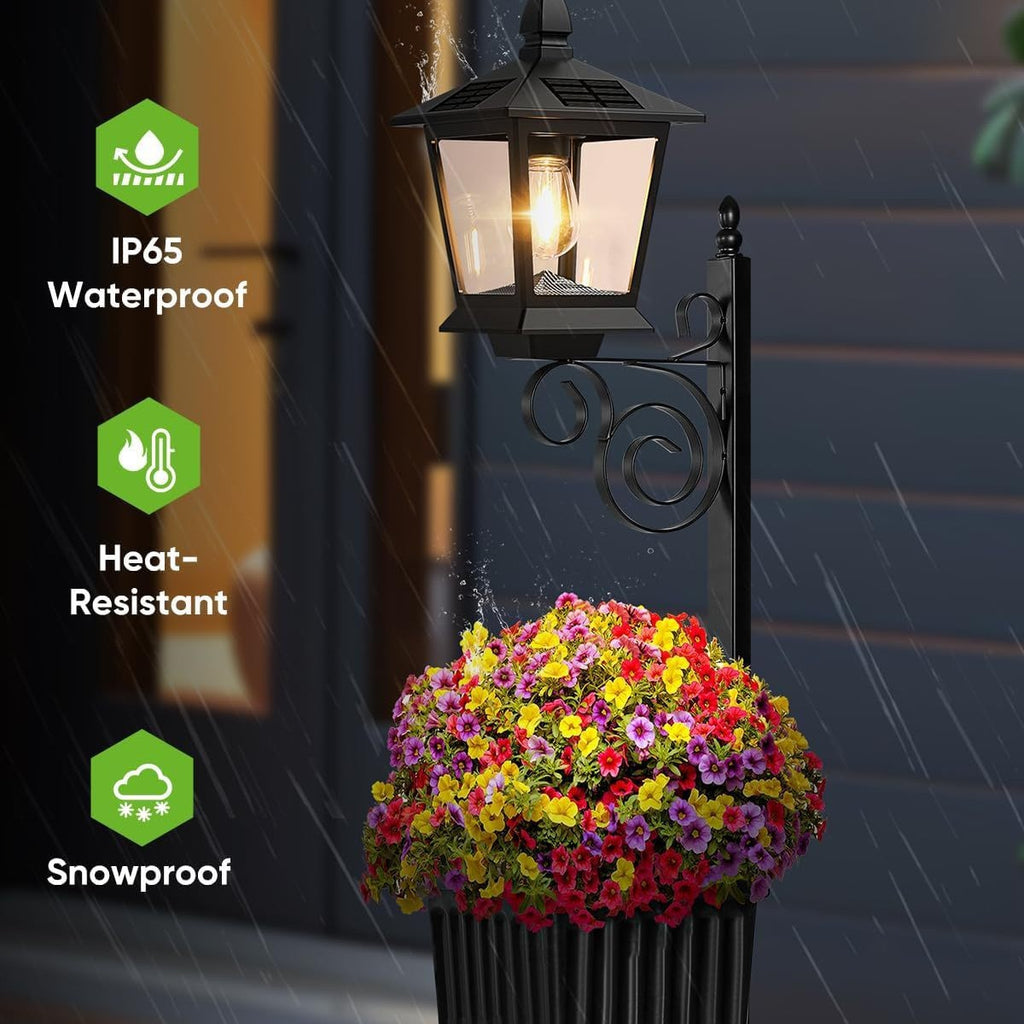 2 in 1 Solar Planter Lamp Post Waterproof Garden Patio Light