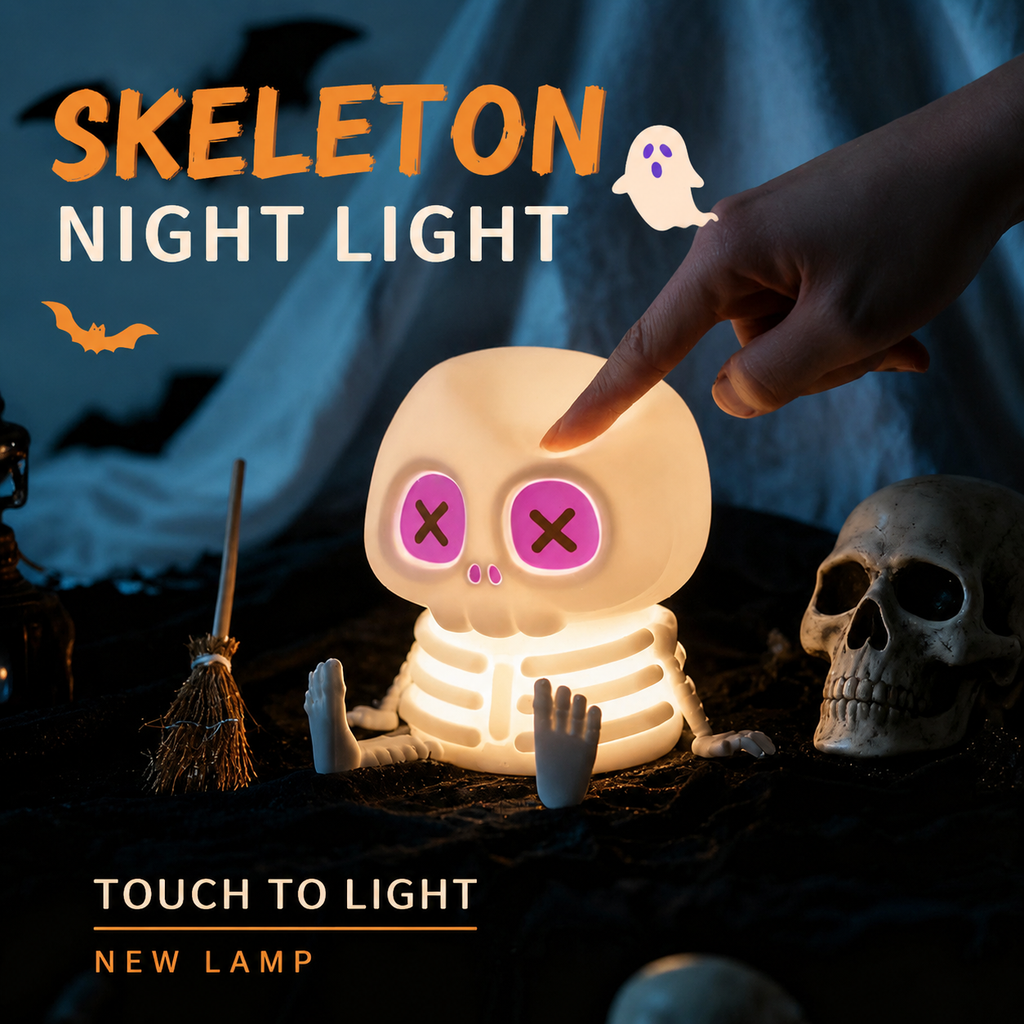 Halloween Decorative Light, Skeleton LED Night Lamp with Tap Control