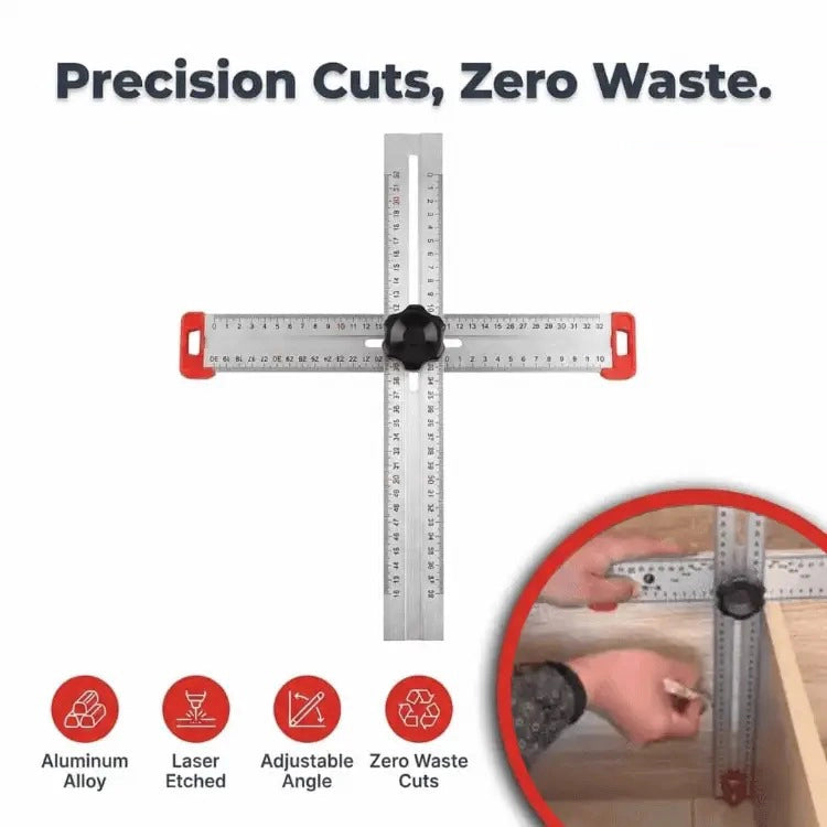 Adjustable Woodworking Measuring Tool, Angle Finder & Marking Ruler
