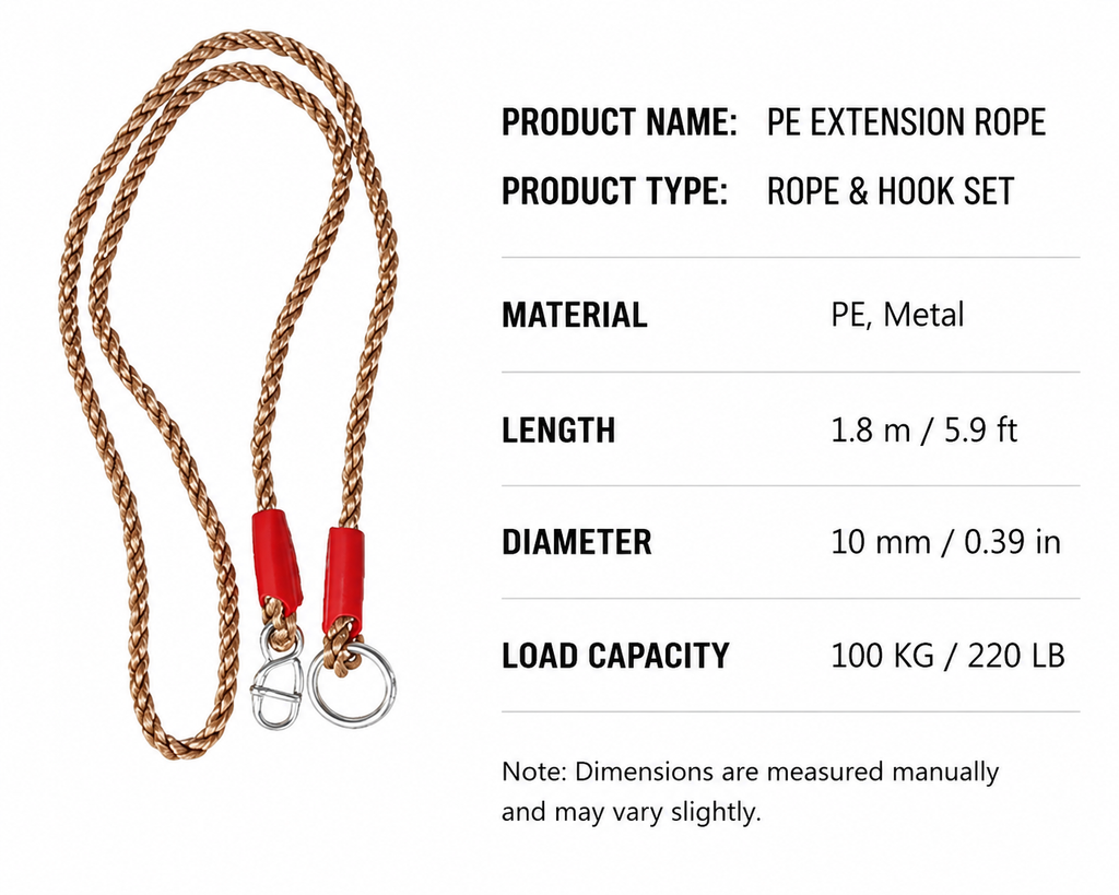 Outdoor Swing Accessories, Extension Rope Kit with Hooks for Tree Swings