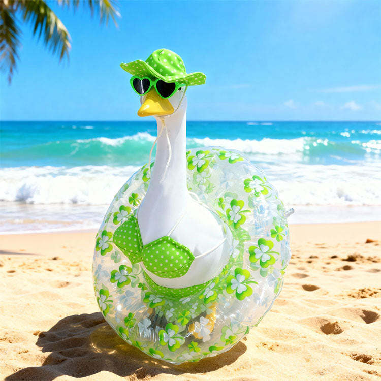 Hawaiian Style Goose Decorative Set with Accessories for Patio Decor