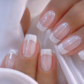 White French Tip Press-On Nails – 24-Piece Short Square Set