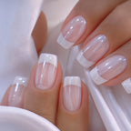 White French Tip Press-On Nails – 24-Piece Short Square Set