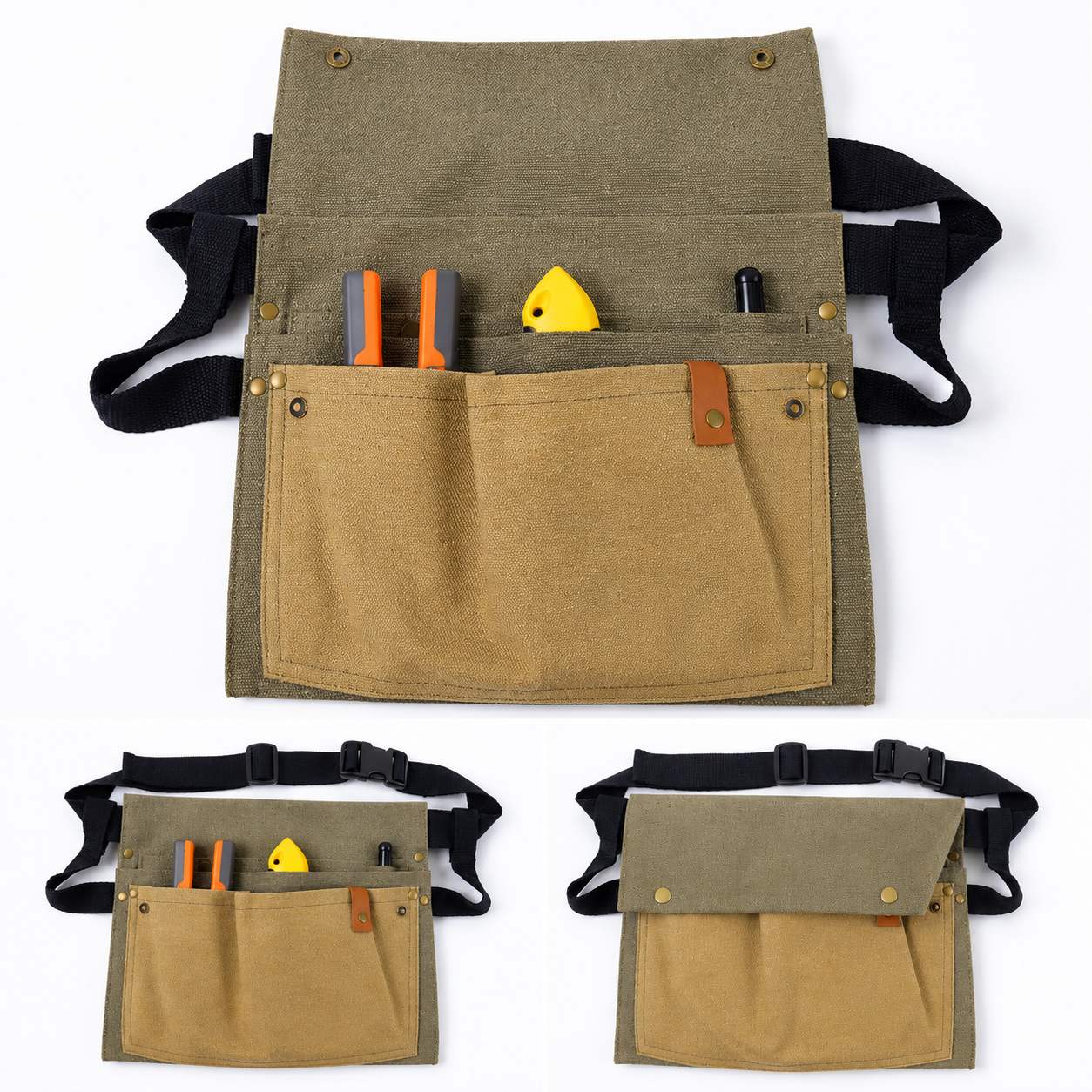 Garden Tool Waist Bag with Adjustable Belt and Multi Pockets
