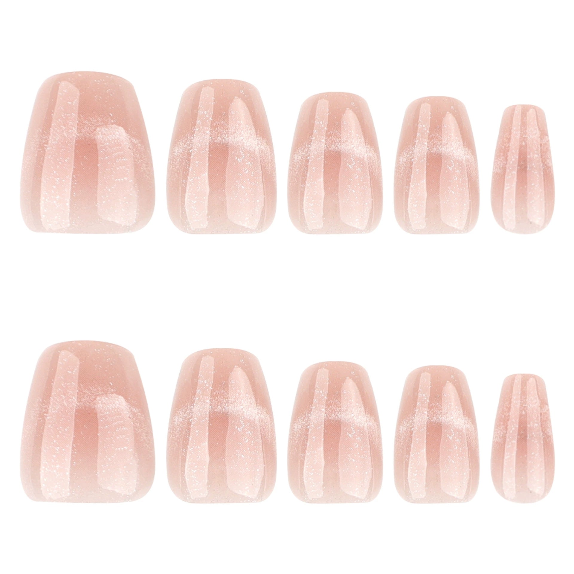 Blush Pink Cat Eye French Short Square Press On Nails | 30 Count