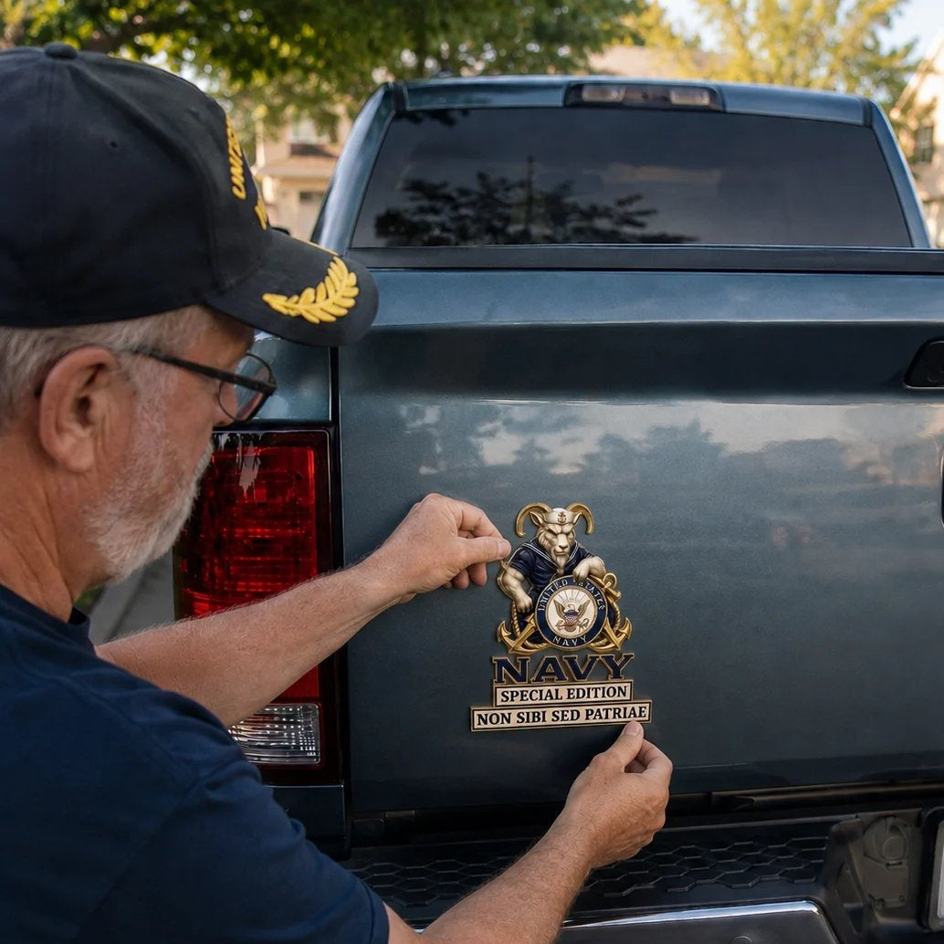 US Navy Bill the Goat Non Sibi Sed Patriae Car Emblem Metal Badge