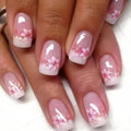 24-Piece Rose Pink Glitter Floral Square French Press-On Nails