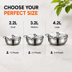 304 Stainless Steel Deep Fryer Pot with Thermometer & Drain Rack