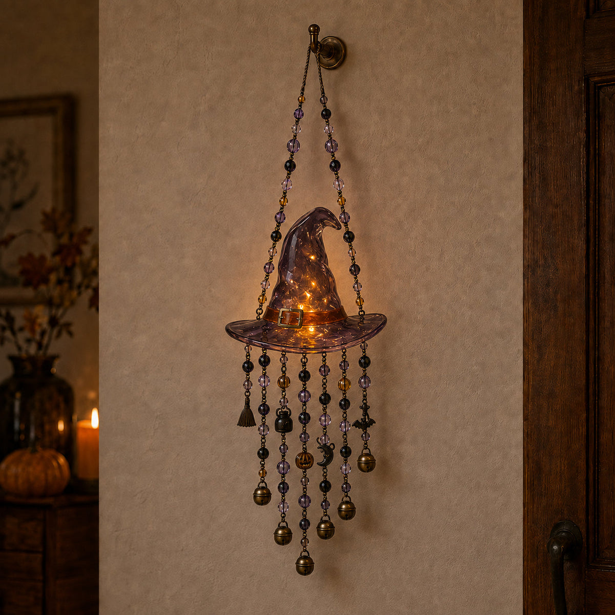 Lighted Halloween Beaded Wind Chime Collection