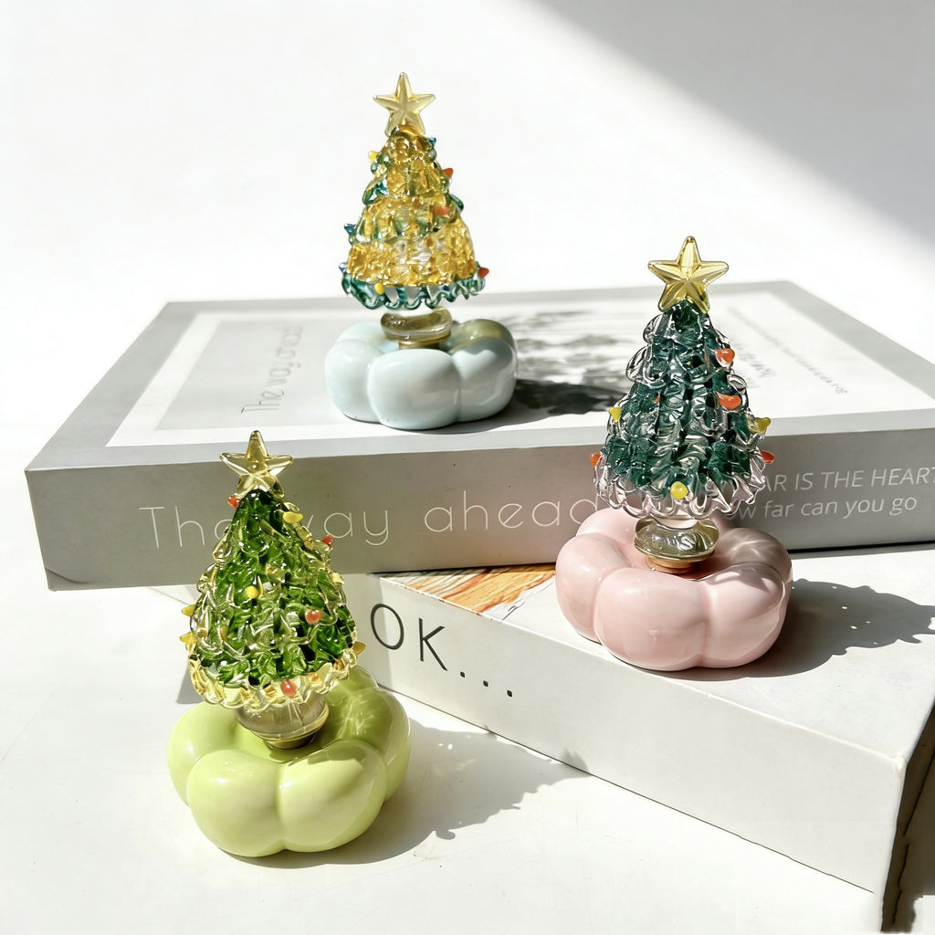 Handmade Jingdezhen Glazed Christmas Tree Decoration with Rotating Design