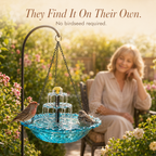 Solar Hanging Bird Bath Fountain with Two-Tier Water Cascade