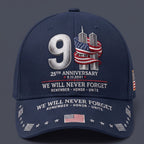 9/11 25th Anniversary We Will Never Forget Memorial Baseball Cap