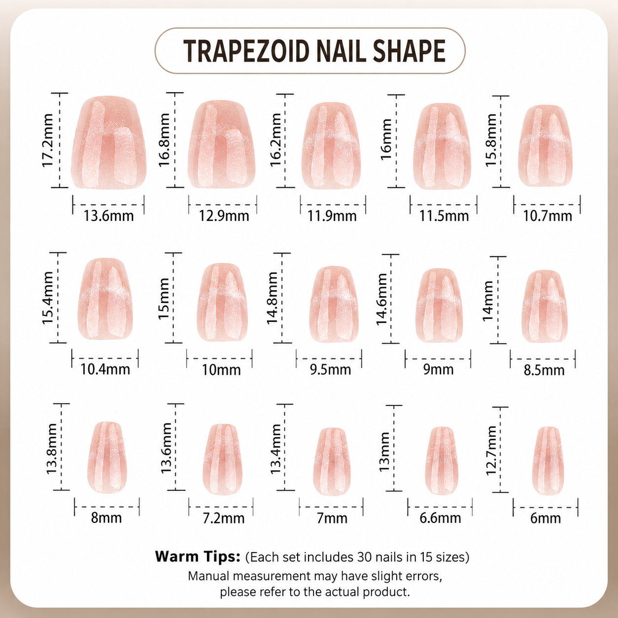Blush Pink Cat Eye French Short Square Press On Nails | 30 Count