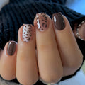 24-Piece Brown Leopard Glitter Medium Square Press-On Nails