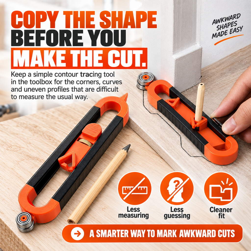 Contour Gauge Scribe Tool with Adjustable Pencil Holder