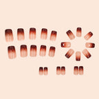 Coffee Brown Shimmer Ombre French Square Press On Nails | 24 Count