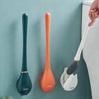 Silicone Toilet Brush with Wall Mounted Holder for Bathroom Cleaning