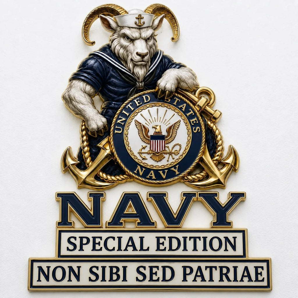 US Navy Bill the Goat Non Sibi Sed Patriae Car Emblem Metal Badge